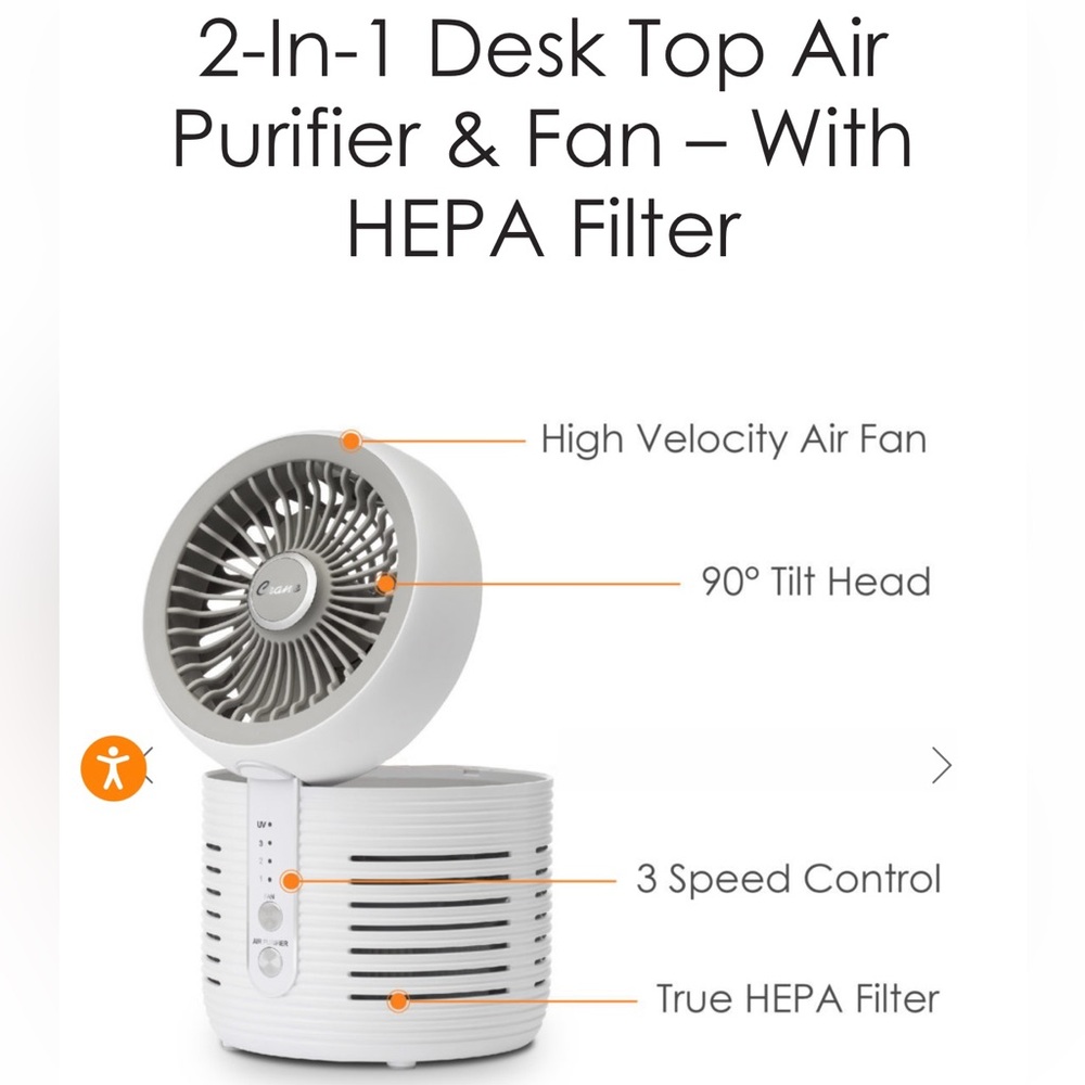 NEW! Crane Desk Top Air Purifier and Fan with HEPA Filter